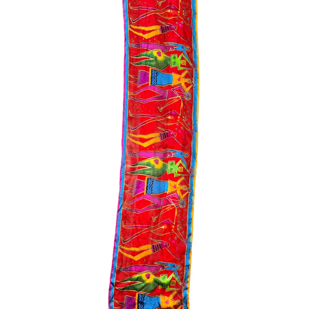 Vintage 1980s Laurel Burch "Art Of Human Being" scarf